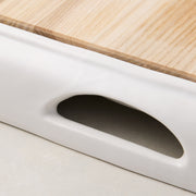White Ceramic Handled Cutting Board with Oak Wood