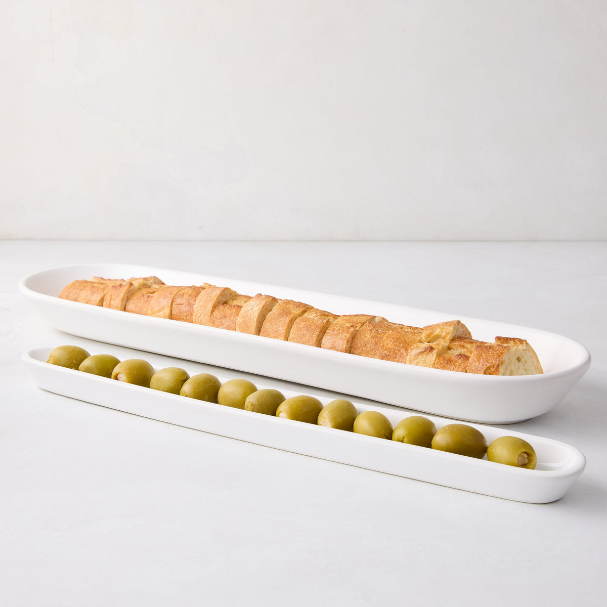 White Ceramic Olive Serving Tray