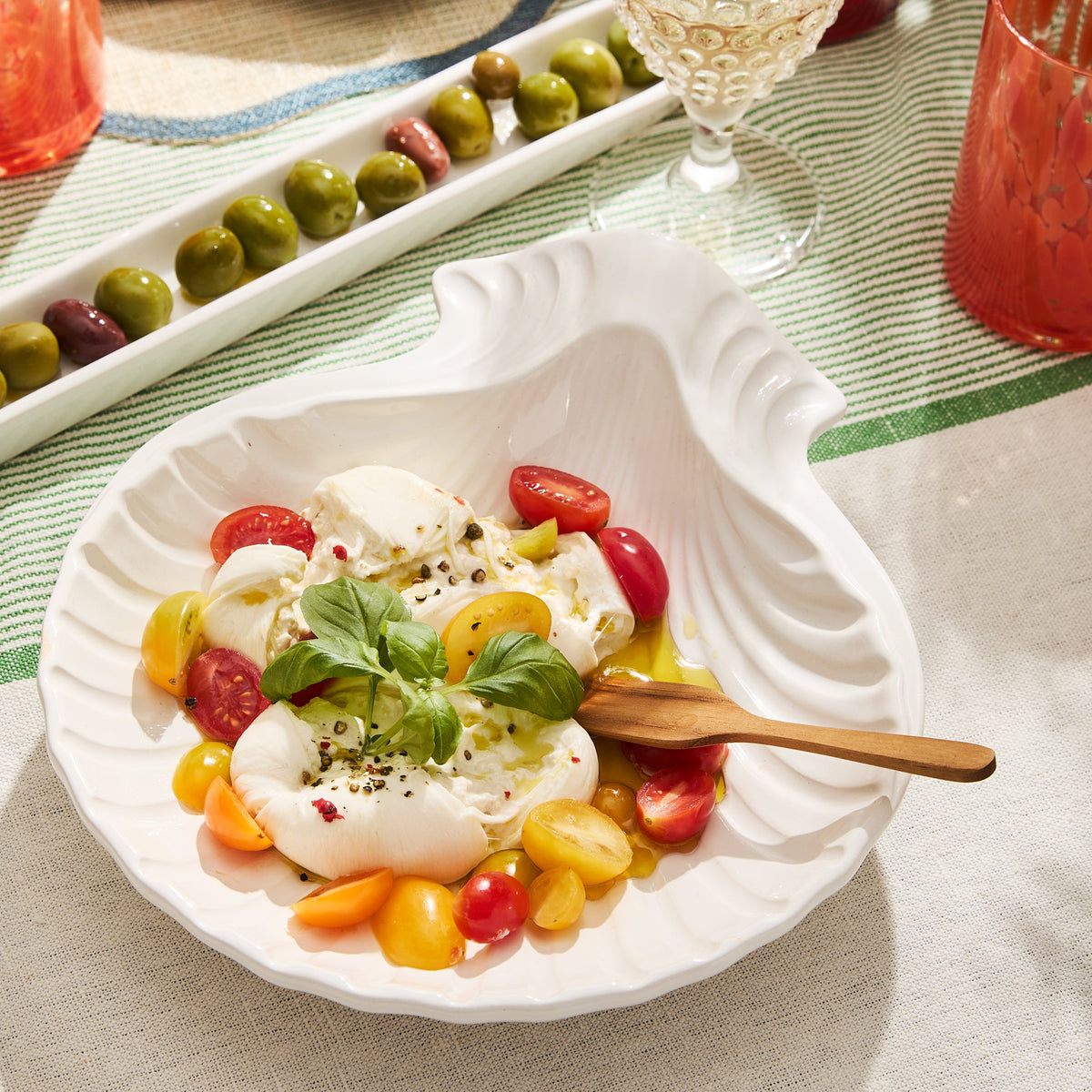 White Ceramic Olive Serving Tray
