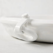 White Ceramic Oval Platter With Ring Handle