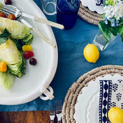 White Ceramic Oval Platter With Ring Handle
