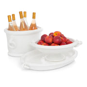 White Ceramic Oval Platter With Ring Handle