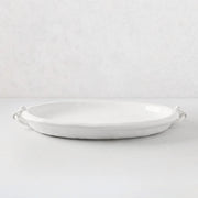 White Ceramic Oval Platter With Ring Handle