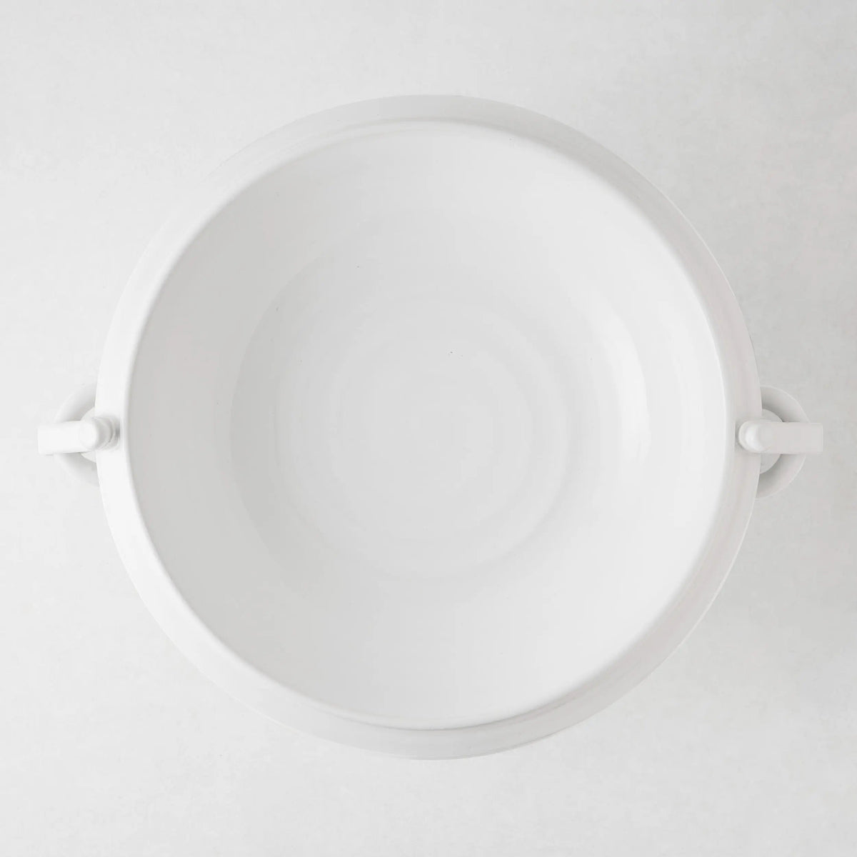 White Ceramic Pedestal Fruit Bowl with Ring Handle