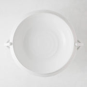 White Ceramic Pedestal Fruit Bowl with Ring Handle