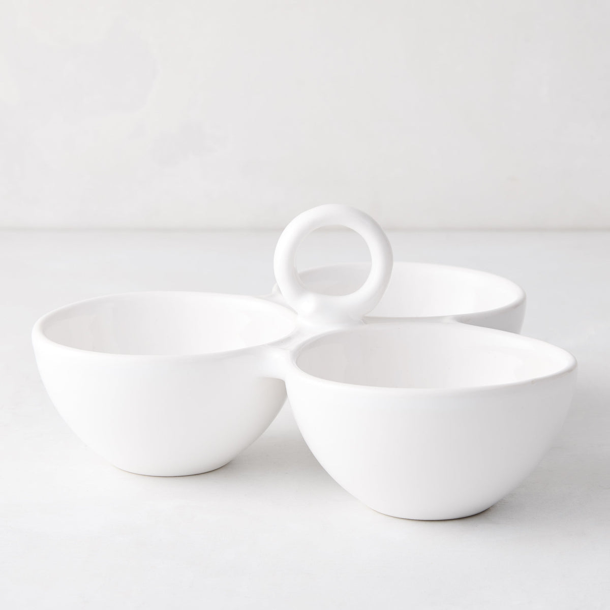 White Ceramic Triple Serving Bowl