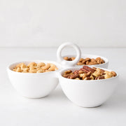 White Ceramic Triple Serving Bowl